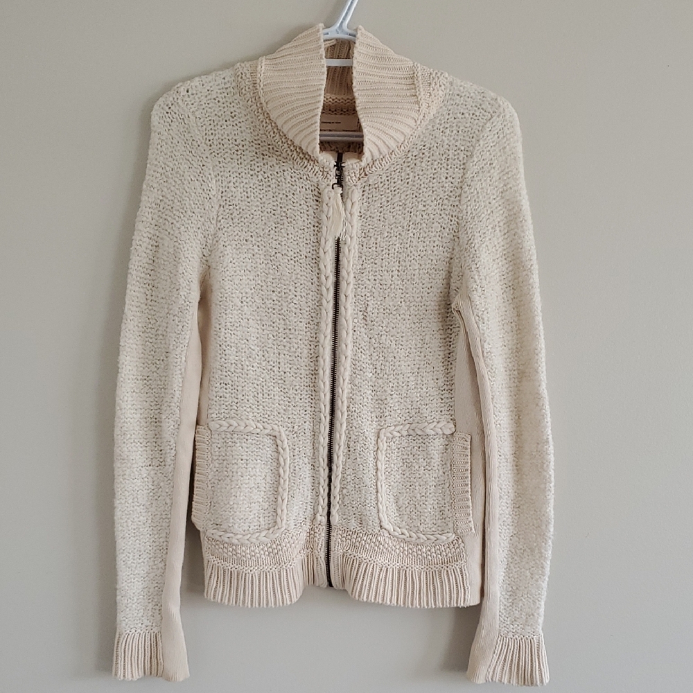 Sleeping on Snow By Anthropologie Cream Knit Sweater Wool Alpaca Cardigan Size S